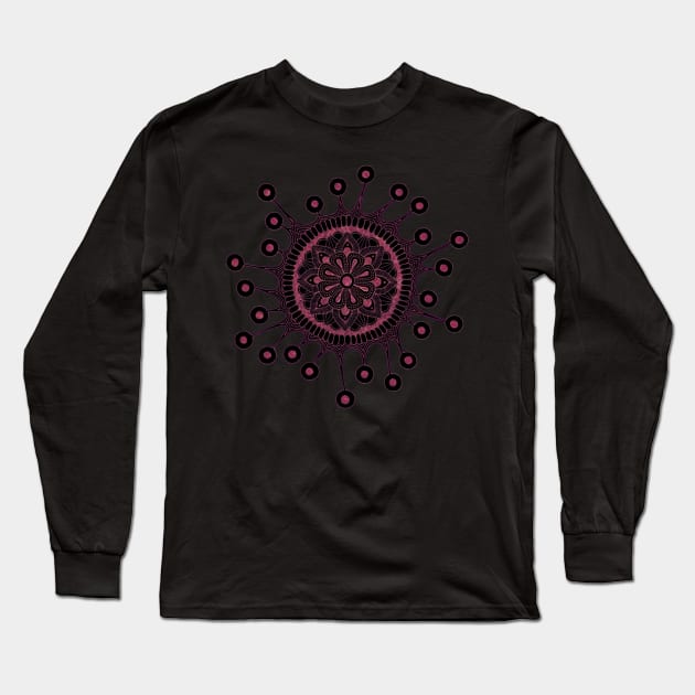 Virus Mandala (black/red) Long Sleeve T-Shirt by calenbundalas